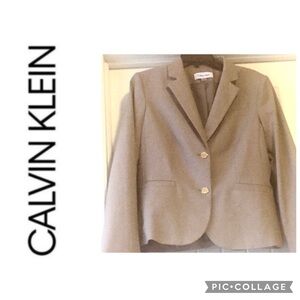 Calvin Klein Tan 2 button Blazer Jacket With Pockets Size 12